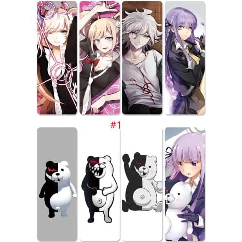 8pcs/set Monokuma Danganronpa PVC Bookmarks Printed with Anime Trigger Happy Havoc Naegi Makoto