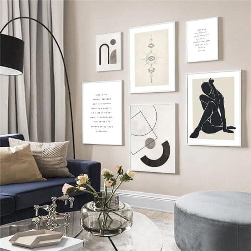 Abstract Figure Poster Home Decor Nordic Canvas Painting Minimalist Black and White Wall Art Print Picture for Modern Home Decor