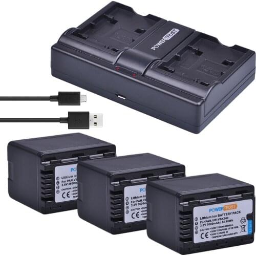 3x 3600mAh VW-VBK360 VW VBK360 VBK360 Battery and Charger for Panasonic HDC-HS80 SD40 SD60 SD80 SDX1 SDR-H100 HS60 HS80 H85 H95