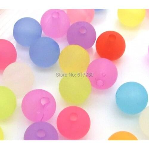 Free shipping-200 Mixed Round Frosted Acrylic Beads 8mm Hole:Approx 2mm D0124