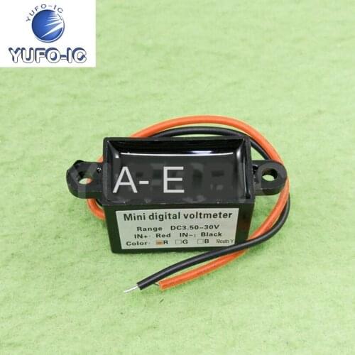 Free Ship 3pcs 0.28 Inch Mini Waterproof 3.50-30.0V Red, Green and Blue Two-Wire Digital Display Digital dian ya biao tou