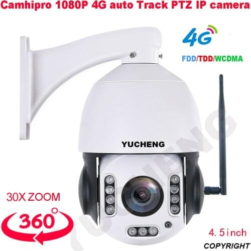 CamHipro 4G Wireless 30X zoom 1080P 2MP Human Auto Track SONY307 PTZ Speed Dome IP Camera MIC Speaker 128gb SD Security Camera