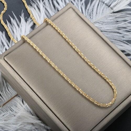ZMFashion Necklace Fine Ingot Titanium Steel Plated All-match Temperament Sparkling Glitter Clavicle Chain Jewelry Accessories