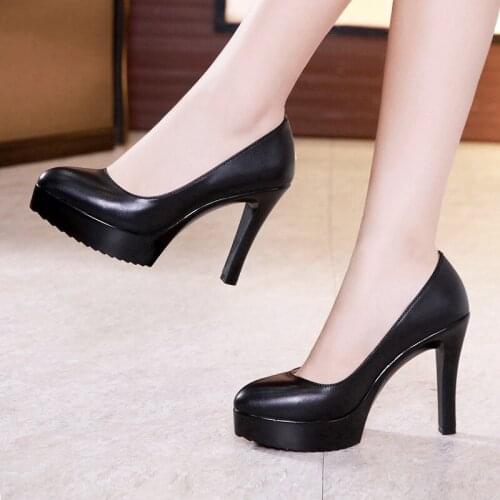 11cm cheongsam show high heels womens fine with pointed single shoes wild black large size 4243 professional work shoes women