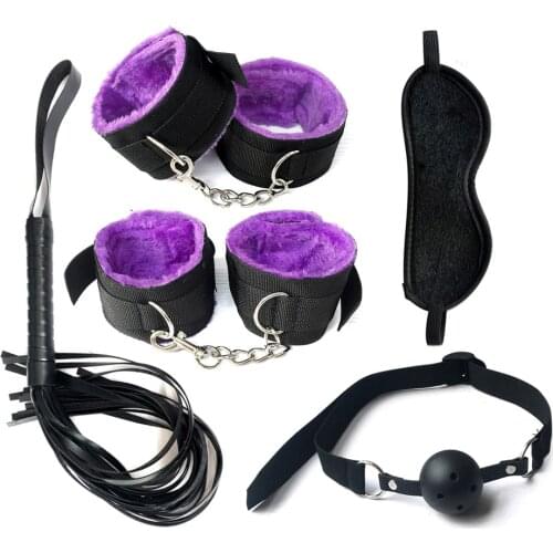 Exotic sex products adult game leather bondage BDSM kit blindfold mouth plug handcuffs adult sex toy kit couple flirting game