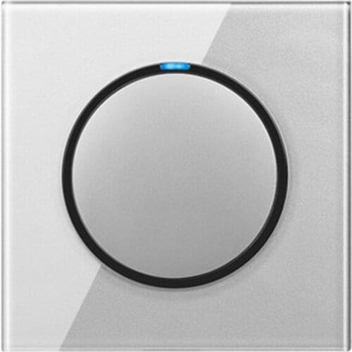 Esooli 1 Gang 1 Way Random Click Push Button Wall Touch Light Switch With LED Indicator Gray Color Crystal Glass Panel