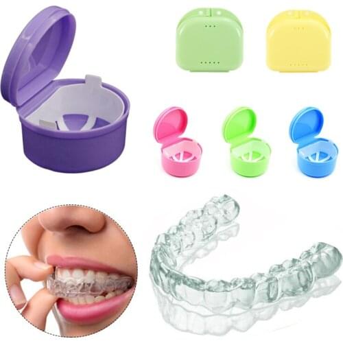 Denture Bath Box Organizer Dental False Teeth Storage Box With Hanging Net Container Cleaning Teeth Cases Artificial Tooth Boxes