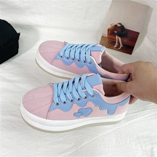 2021 New Harajuku Casual Women Sneakers Love Leisure Lolita Anime Student Sports Lolita Shoes Platform Kawaii Cosplay Sneaker