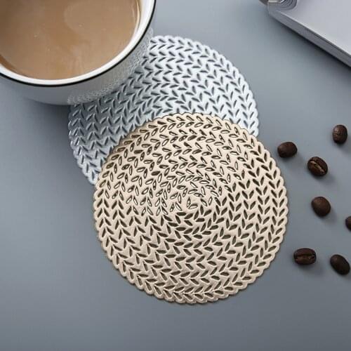 10/38cm Table Mat Solid Color Round Placemat Heat Insulation Pad Decorative Mat for Home Restaurant Cafe Shops Golden/Silver