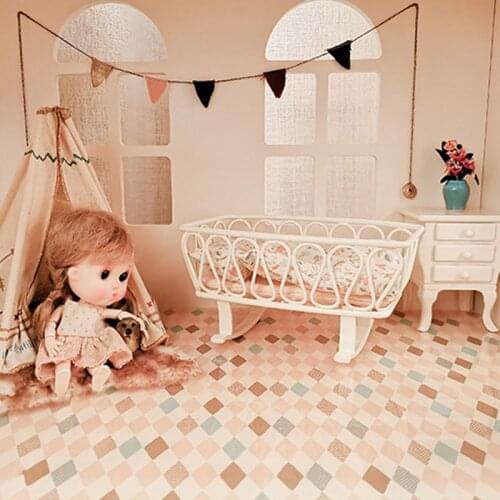 Aizulhomey Metal Shaker Mattress Bedside Table Stroller OB11 BJD Lol Doll Accessories 1/12 Mouse House Furniture Dollshouse Bed