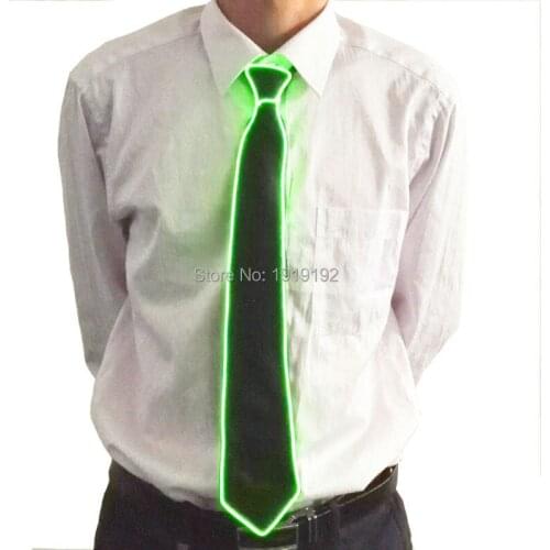 Fashion Light 10 color Light Up LED Tie glowing EL wire Tie For Evening Party,DJ,bar,club Show By DC-3V Sound Active Driver