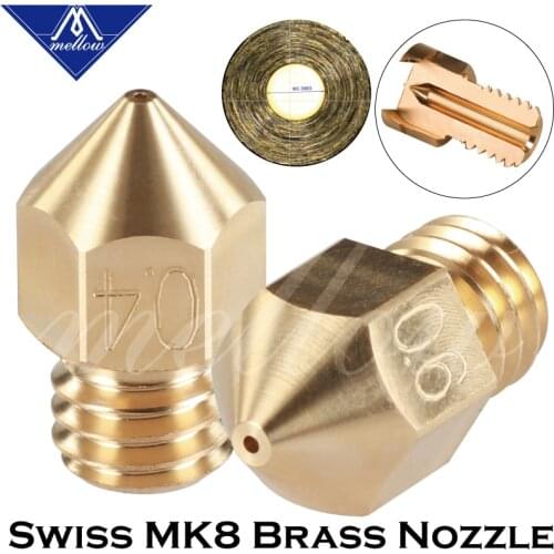 Mellow Brass Swiss MK8 Nozzle M6 Thread For 1.75MM Filament 3D Printers Hotend J-head Cr10 Heat Block Ender 3 Tornado hotend