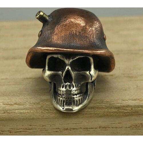 Outdoors DIY Tools EDC Brass Copper World War Helmet Skull Knife Beads Lanyard Pendants Key Rings Accessories