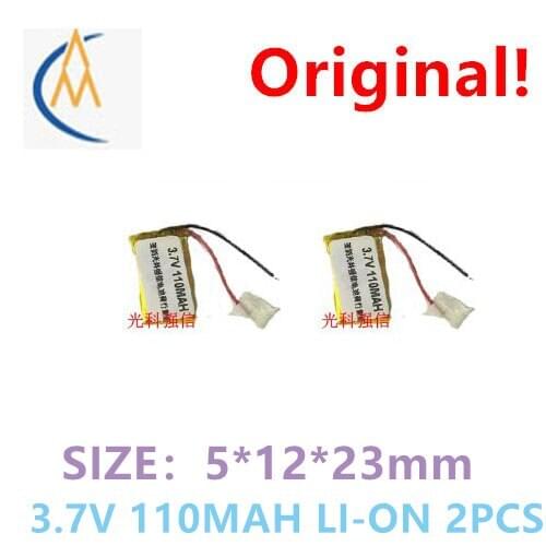2PCS New full capacity 3.7V polymer lithium battery 051223 110mah MP3 Bluetooth headset / device / miniature toy model