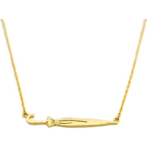 Fashion umbrella necklaces Personality of long handle umbrella pendant necklaces Rose Gold-color necklaces for women