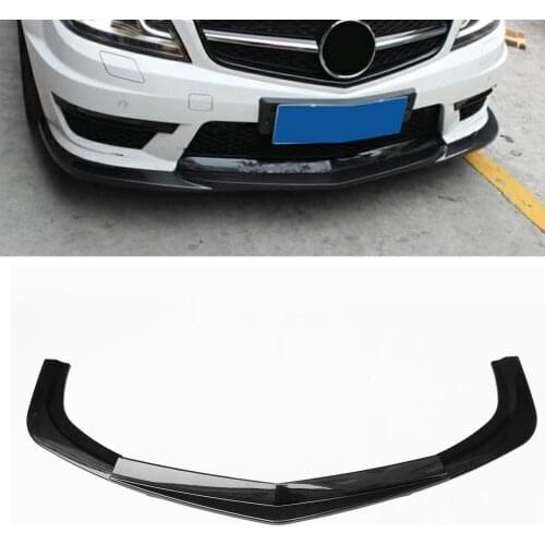 Front Bumper Spoiler Lip Carbon Fiber Look Lower Splitter Chin Cover For Mercedes Benz W204 C63 AMG Sedan (4 Door) ONLY 2012-14