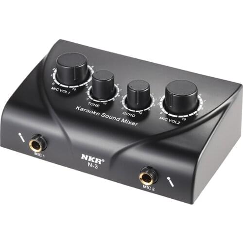 Portable Dual Mic Inputs o Sound Mixer For Amplifier & Microphone Karaoke Ok Mixer Black Us Plug