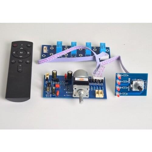 Latest arrival Remote Preamp Volume Control 4-ways Audio Input Signal Selector Switching + Mute For HIFI Amplifier Board Upgrade