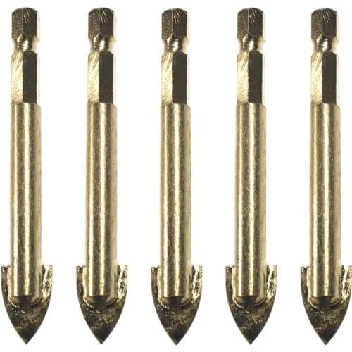 Pouvoir 5pcs Titanium Carbide Ceramic Tile Glass Spear Point Head Drill Bits 12mm