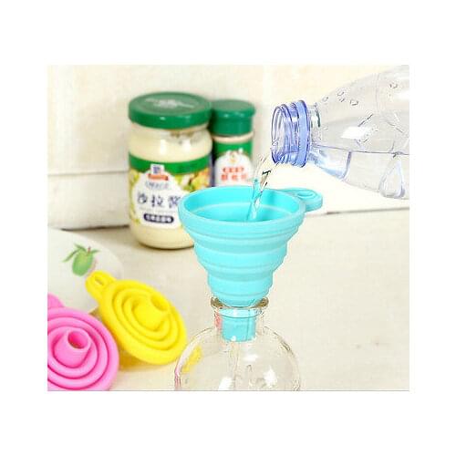 Practical Gel Collapsible Foldable Funnel Hopper Kitchen Tools Heat Resistant Silicone Funnel for Cooking Use