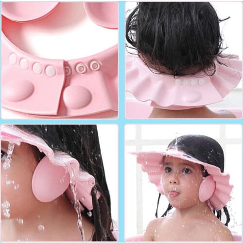 Baby Shower Cap Adjustable Hair Wash Hat for Newborn Infant Ear Protection Safe Children Kids Shampoo Shield Bath Head Cover Cap