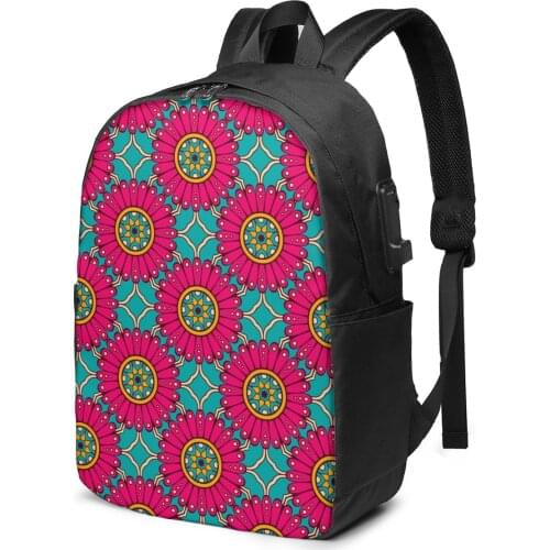 Colorful Ethnic Floral Mandalas Women Men Backpack USB Charge School Bag For Girl Boy Travel Laptop Bookbag Daypack
