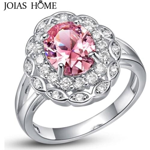 Joiashome Silver Ring With 8*10mm Gemstones 925 Sterling Silver Ring For Charm Lady Women Wedding Party Gift Size 6-10