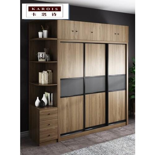 Nordic Modern Minimalist Panel Assembly Overall Wardrobe Bedroom 2 Door 3 Door Economic Sliding Door Wardrobe Closet