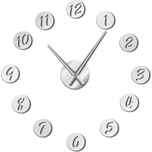 Nordic Modern 3d Wall Clock Circle Digital Acrylic Mirror Sticker Home Office Decoration Diy Large Wall Clock Mute