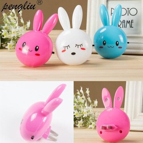 LED Night Light Cartoon Rabbit 110-220V Switch Wall creative Night Lamp With US Plug Gifts For Children Bedroom Bedside Lamp