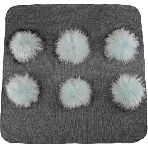 Warm Cotton Swaddling Blanket Newborn Kids Baby Travel Sleeping Blanket with Real Fur Pompom Solid Color Bedding Swaddles Wrap