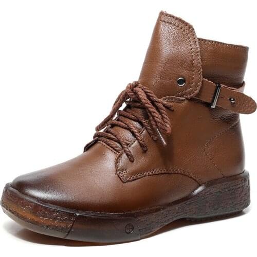 Krasovki 2021 High Quality Soft Genuine Leather Boots For Women Autumn Winter Plush Fur Warm Women Shoes Ankle Boots Platform