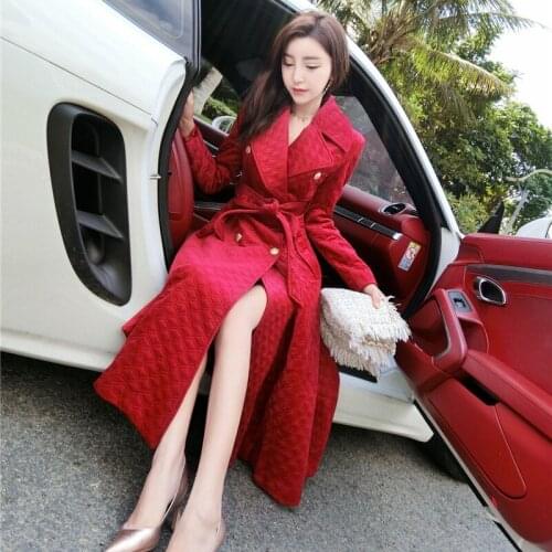 2021 spring autumn new women fashion temperament embossed velvet lacing trench coat double-breasted large lapel velvet coat s410