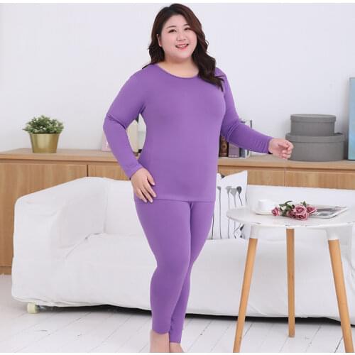 Plus Size Womens Close-fitting Thermal Underwear Milk Silk Long sleeves 6XL Warm Long Johns 2020 New Winter Underwear Set