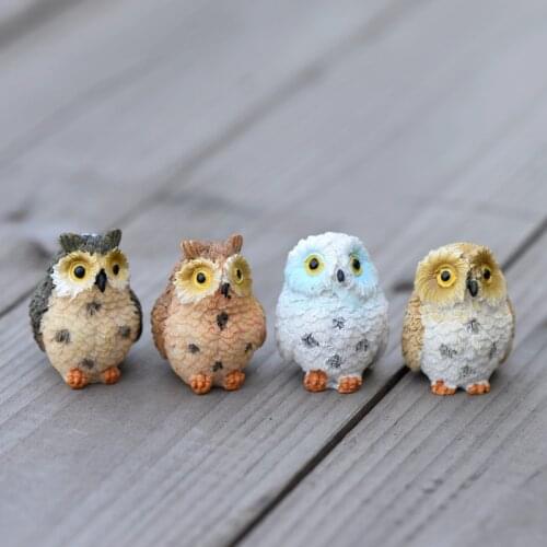 1/2/4PCS Cute Owls Animal Figurines Resin Miniatures Figurine Craft Bonsai Pots Home Fairy Garden Ornament Decoration Terrarium