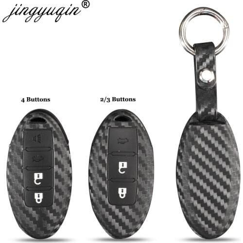 10pcs Car Key Case Carbon Sillicone Cover For Nissan Tidda Livida X-Trail T31 T32 Qashqai March Juke Pathfinder Note GTR