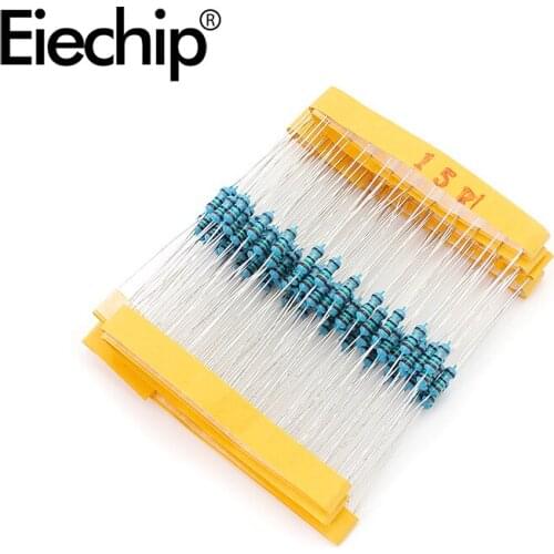 100pcs/lot 1/4W 1% Metal film resistor 15R 0.25W resistance 15 ohm Throught Hole