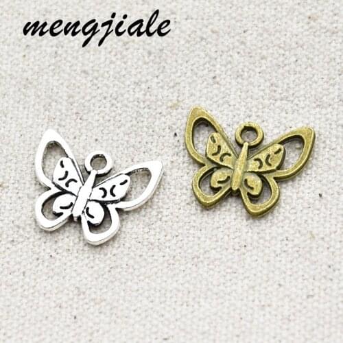 12pcs Wholesale Two Color Butterfly Charms Zinc Alloy Metal Pendants For DIY Handmade Jewelry Accessories Making 21*17mm