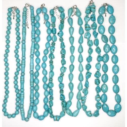 26 Types Handmade Knoted Beads Strand Necklace for Women Vintage Turquoises Stone Short Chain Clavicle Jewelry Accessories 45cm