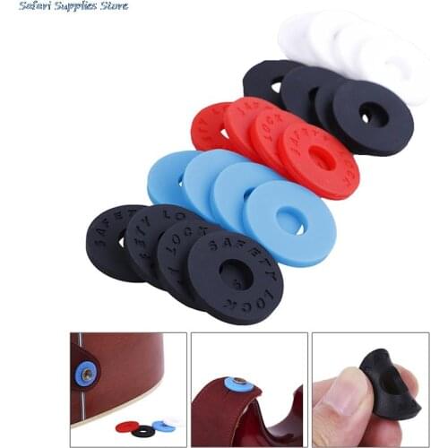 4pcs Acoustic Guitar Bass Ukulele Accessories Guitar Strap Block Rubber Safety Lock Washer