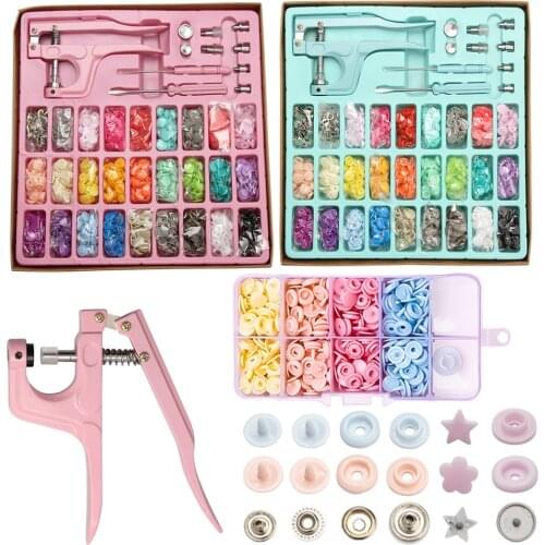 80/270 Sets Plastic Snap Buttons with Snaps Pliers Tool Kit & Storage Container T5/T8 Resin Metal Plastic Button DIY Sewing