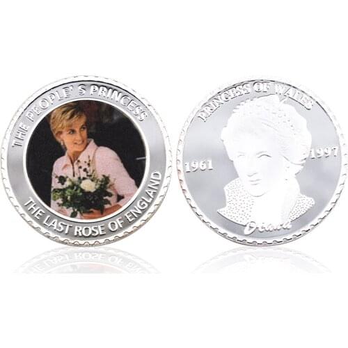 999.9 Silver Coin The Princess Diana 20th Anniversary Metal Coin The Last Rose of England Commemorative Souvenir Coin
