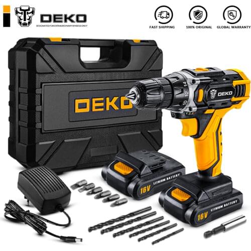 Factory Outlet DEKO Loner 16V Cordless Electric Drill Mini Wireless Power Driver DC Lithium-Ion Battery 3/8-Inch