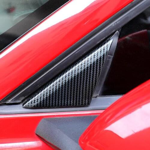 Car stainless steel carbon fiber pattern window triangle sticker For 15-20 Ford Mustang Exterior Accessories