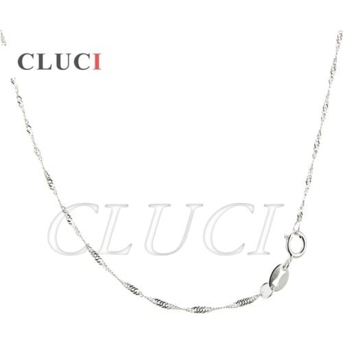CLUCI 3pcs pretty girls 925 sterling silver wave shape necklace chain with round Clasp 16 or 18 inch for women jewelry SN015SB-1