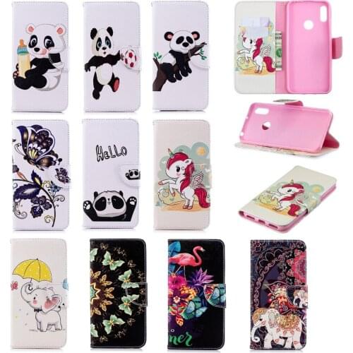 Y6 Prime 2019 Case PU Flip Leather Wallet Case +Silicon Back Cover For Huawei Y6 2019 Y6 Pro 2019 Bumper Cases Phone Coque