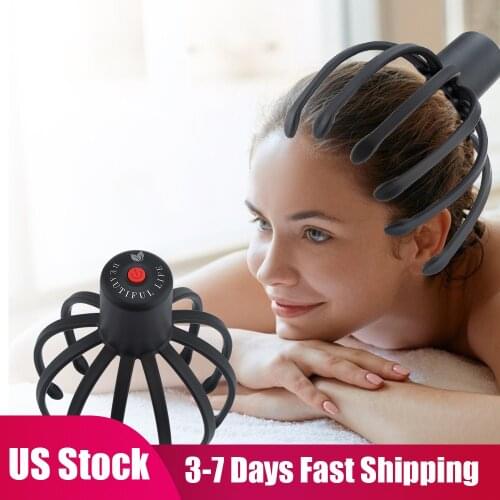 Electric Octopus Claw Head Massager Hands Free Head Scratcher Stress Relief Therapeutic Hair Stimulation Scalp Massage