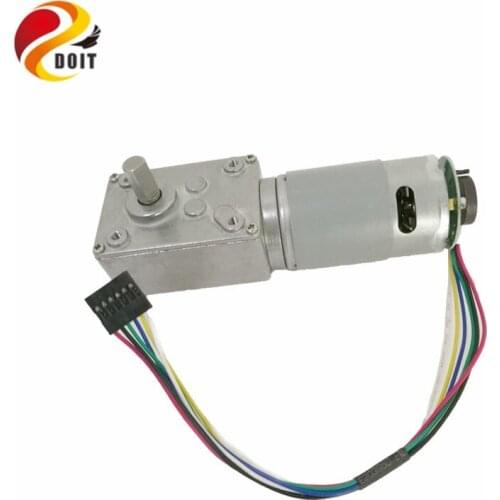 A58SW555 DC Worm Geared Motor with encoder,24V 260rpm, 5-70kg.cm High Torque,D Shaft,Metal Gear,For RC toy tank,DIY Robot Study