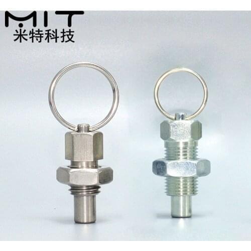 M6 Index Plunger With Pull Ring and Lock Nut Indexing Plungers Simple Ring Type Retracted Plunger Pin