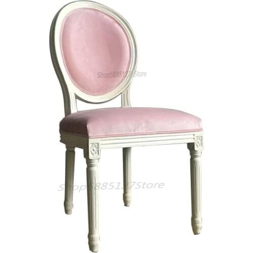 Customized American Princess Style Study Chair Dining Chair Nail Shop Makeup Chair White Ivory White Pink Leather Art Chair Leis